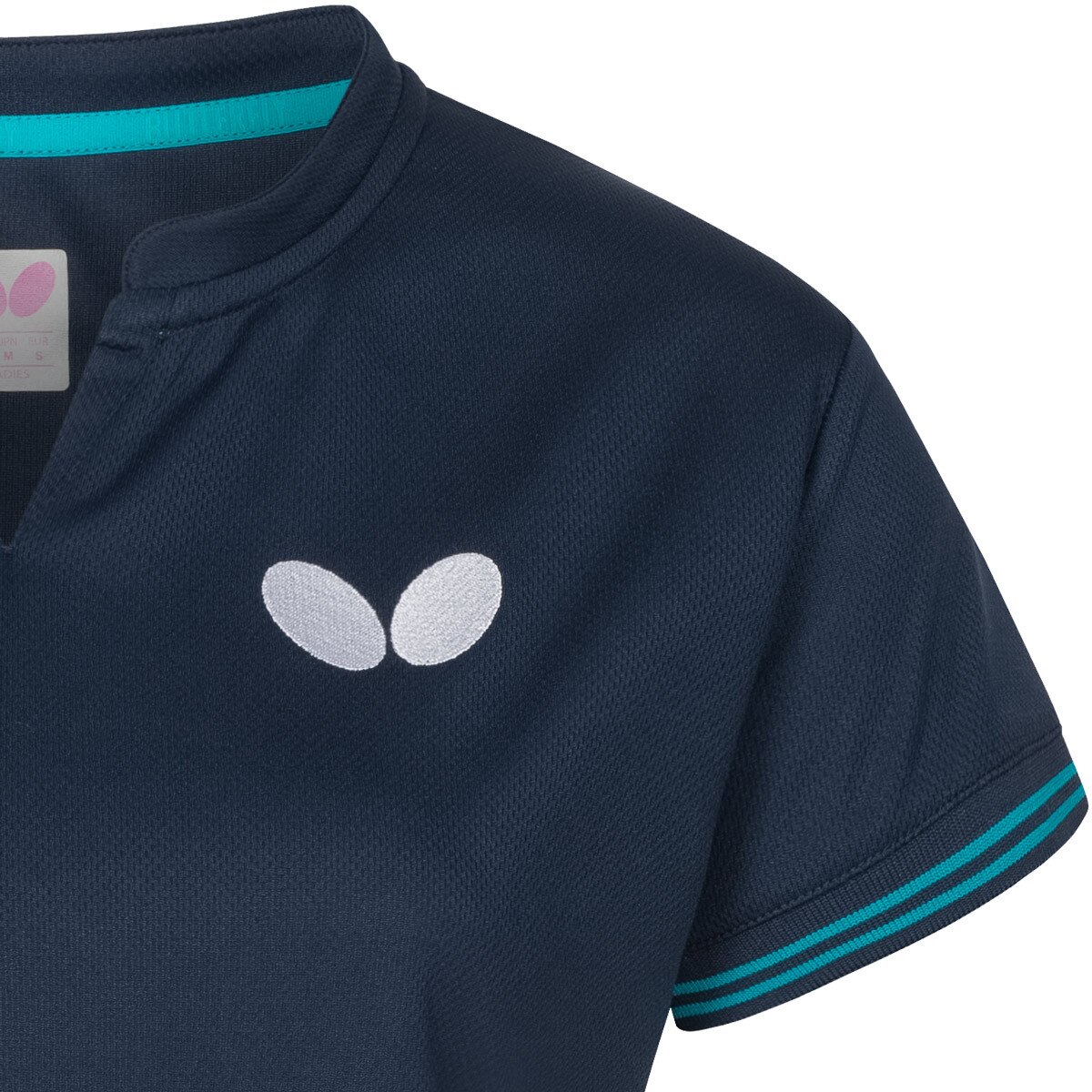 Butterfly Puren Lady Shirt: Close-up of Left Chest Butterfly Logo